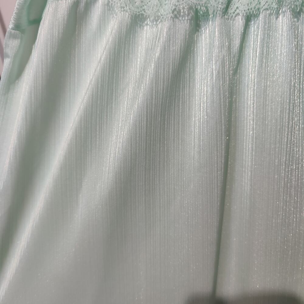 Vintage Sz M Mint Green Irish Inspired Lace Slip Dress Nightgown Maxi Celtic - Picture 4 of 5